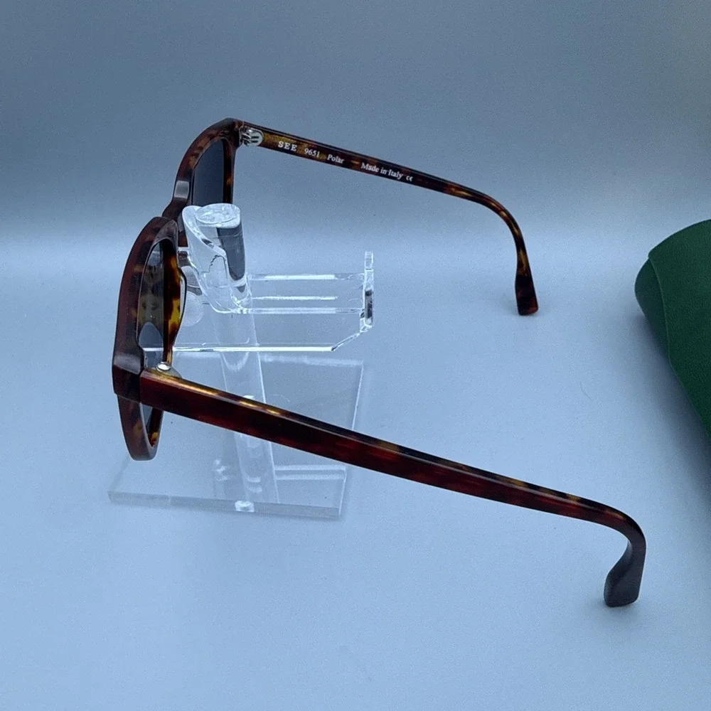 SEE 9651 Authentic Polarized Square Sunglasses Red Tortoiseshell 54-21 145 &Case